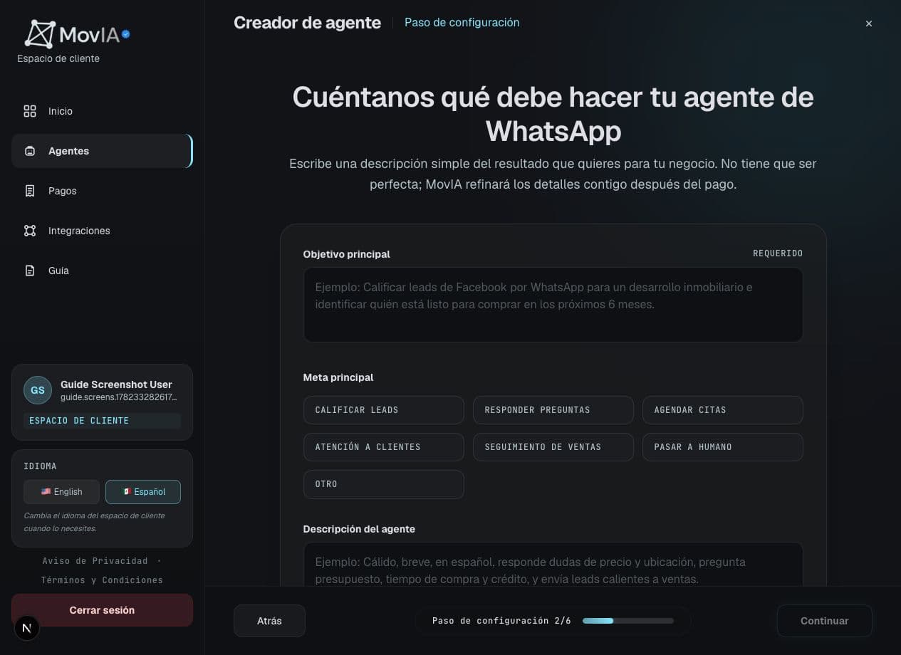Formulario de objetivo y comportamiento